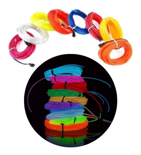 Imagen 1 de 10 de Hilo Led Neon 3 Mts A Pila El Wire Tunning Auto
