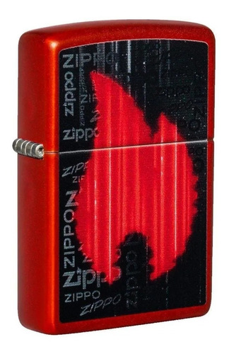 Isqueiro Zippo Flame Design preto e vermelho Zp49584