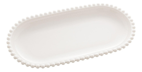 Travessa Wolff Beads De Porcelana Branco 30cm X 15cm X 3cm