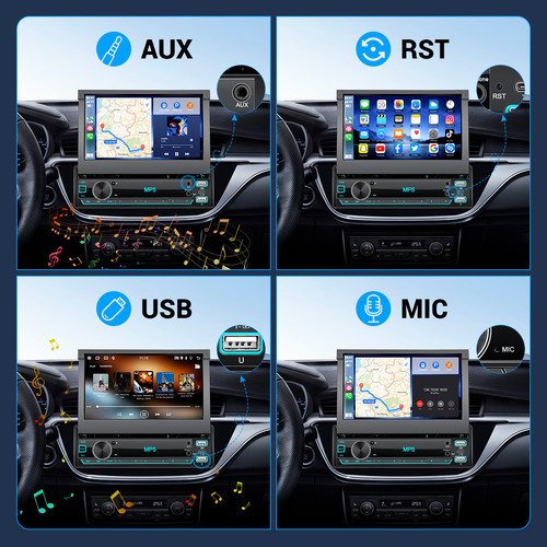 Autoestéreo 1 Din Bluetooth Retráctil 7 In Mirrorlink Cámara