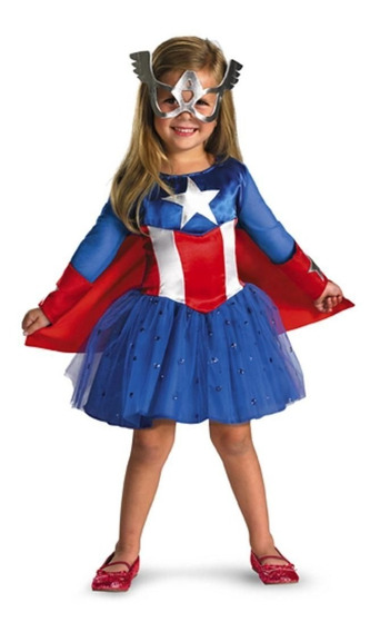 Deshabilitar Pila de Preciso Disfraz De Lujo Capitan America Para Niña Superheroes | Meses sin intereses