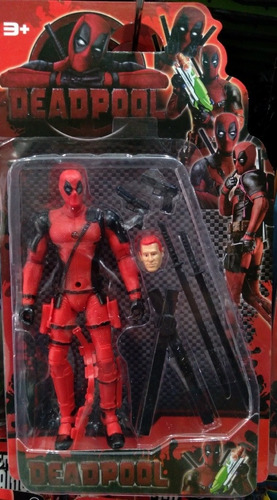 Muñeco Articulado Deadpool Con Cabeza Intercambiable Y Luz!