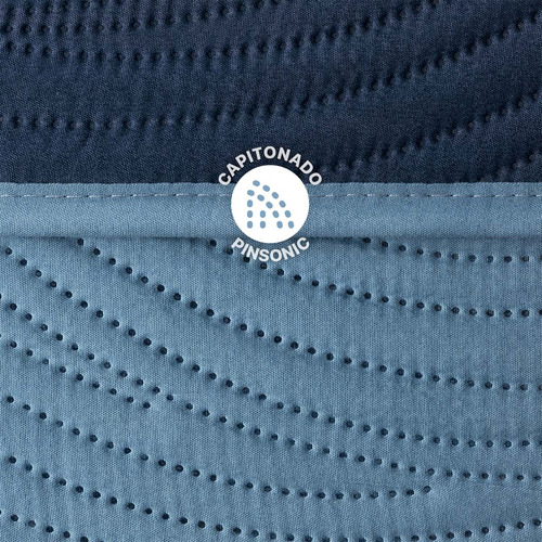 Edredón Individual Doble Vista Incluye 1 Funda Real Textil Azul Marino- Azul