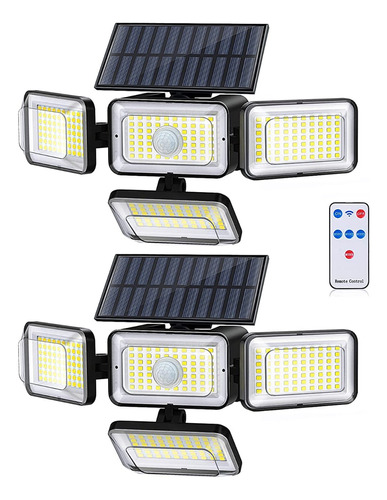  Kit X2 Luces Solares Para Exteriores De 4 Focos A C.remoto