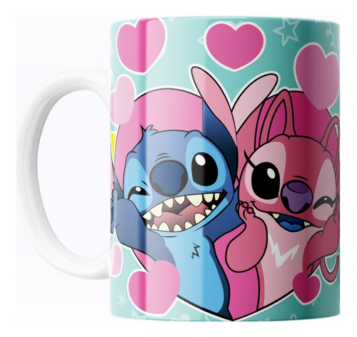 Taza De Café Stitch I Love You Parejas 325ml