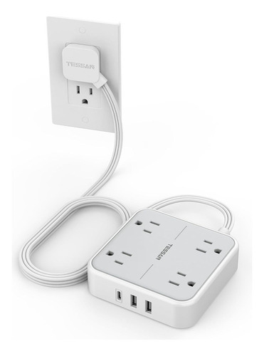 Cargador De Pared Ultradelgado Power Strip Con 3 Puertos Usb