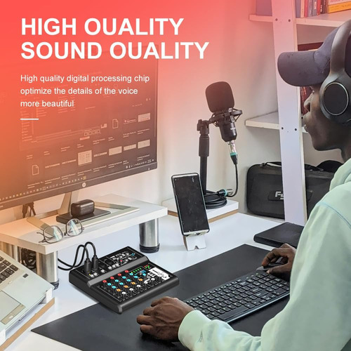 Yamnweo Gx-06 Mezclador De Audio Portátil De 6 Canales Con