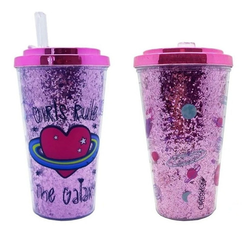 Vaso Con Sorbete Grils Rule Glitter Cresko Ck122 Maple Envio