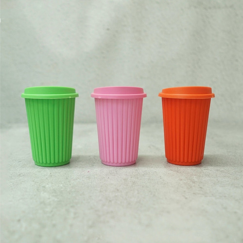 Imagen 5 de 7 de 16 Vasos Rallado Tapa Térmico Colores Comunes 270ml Bpa Free