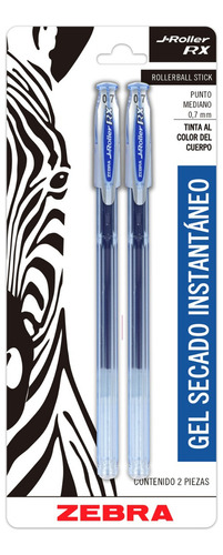 Bolígrafo Gel Secado Rápido Lápices De 0,7 Mm Zebra 2 Unid Tinta Azul Exterior Transparente