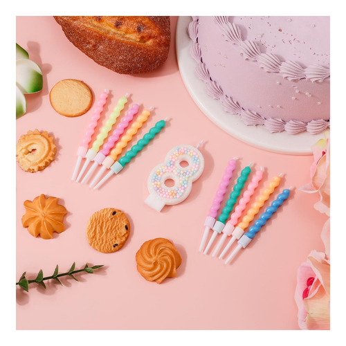 Velas De Cumpleaños De Macarrón, Velas Número 8 Velas De Con