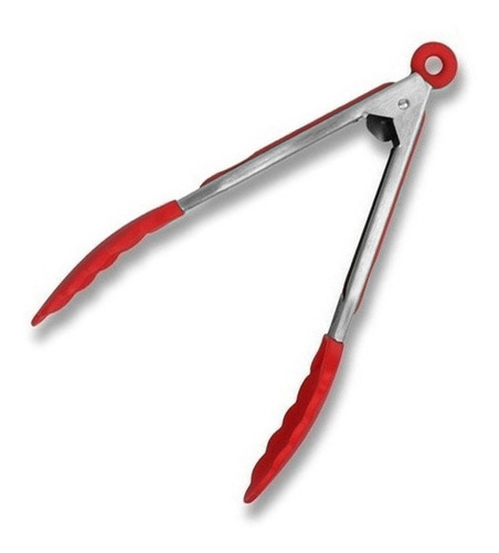 Imagen 1 de 9 de Pinza Gastronómica Multiuso Silicona 34cm Mango Acero Silmar