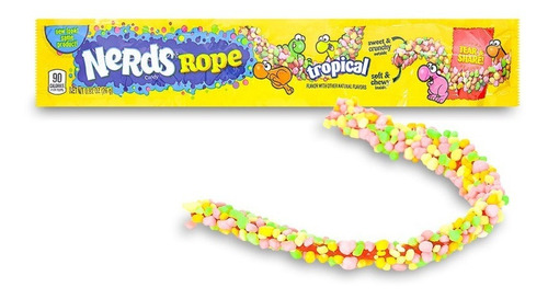 3 Bala Nerds Rope Tropical Goma Comprida Com Nerds Em Volta