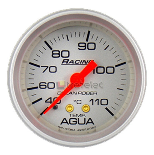 Reloj Orlan Rober De Temperatura De Agua Mecánico Con Capilar De 2 Mts  Línea Racing Ø52mm Con Fondo Celeste Ó  Plata