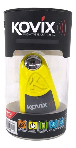 Imagen 7 de 7 de Traba Disco Kovix Con Alarma Amarillo Perno 10mm Hanex Um