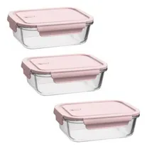 Comprar Set X 3 Recipientes Vidrio Grueso C\u002Ftapa Hermética 