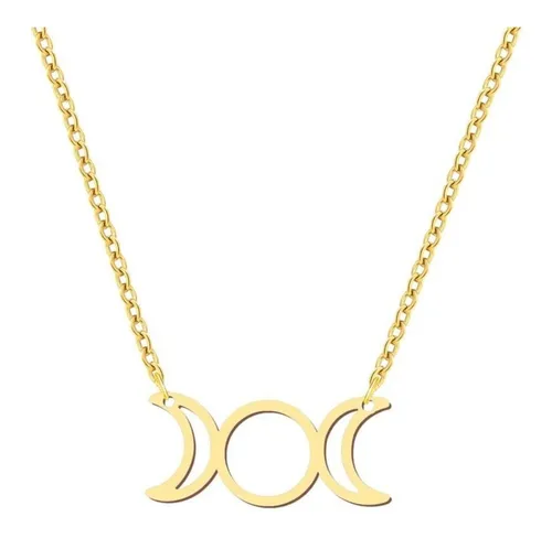 comprar Collar Mujer Luna Fase Lunar Plata Enchapada Oro 18k