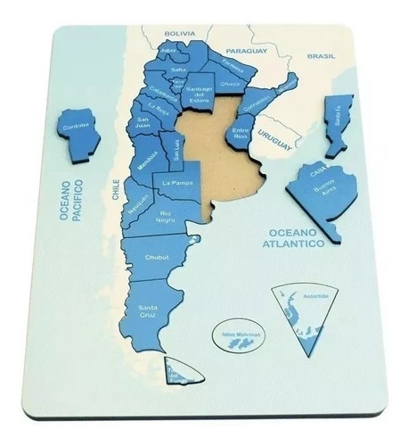 Rompecabezas Madera-mapa Argentina Niños Didáctico Encastre 