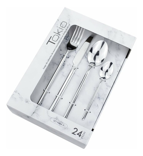 Set Cubiertos Linea Tokio Acero Inoxidable 24 Piezas 