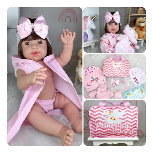 Boneca Bebê Reborn Corpo Silicone + 23 Itens Pronta Entrega