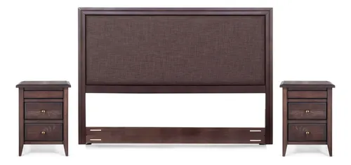 Cama Europea Art 4 2 Plazas + Respaldo Y Veladores Brera