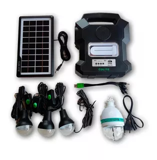 Kit Panel Solar Radio Portátil Bluetooth+4 Bombillos+lampara