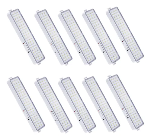 Combo X10 Luz De Emergencia Rectangular 60 Led 6500k Novoled