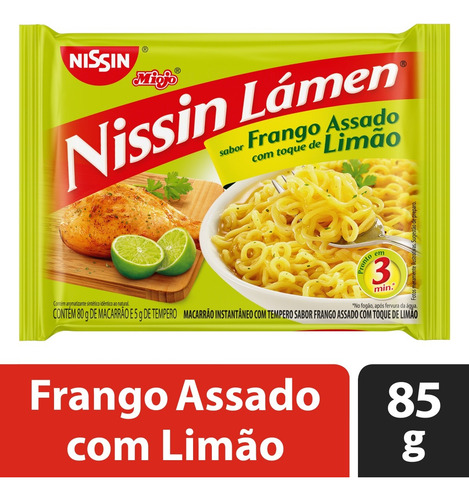Kit Com 8 Miojo Nissin Frango Assado Com Toque De Limão 85g