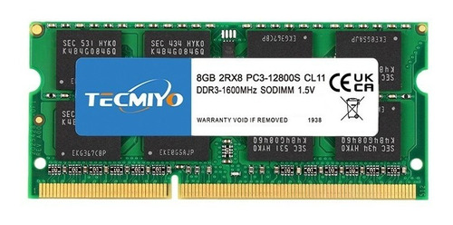 Memoria RAM gamer color verde  8GB 1 Tecmiyo 8GB-DDR3-1600MHZ-PC3-12800S-G0