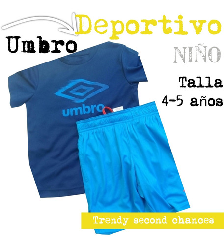 Deportivo Umbro Playera + Short Azul Niño. La Segunda Bazar