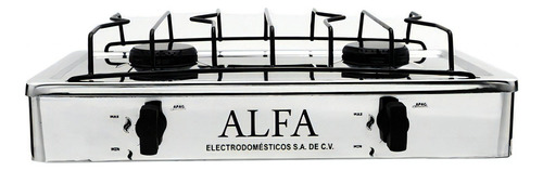 Estufa Parrilla 2 Quemadores De Gas Acero Inox Alfa Est-308a Color Plateado