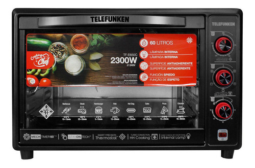 Horno De Mesa Eléctrico Telefunken Tf E650c 60l Rojo 220v-24