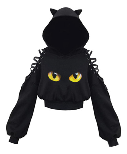 Sudadera Con Capucha Con Forma De Oreja De Gato Para Mujer,