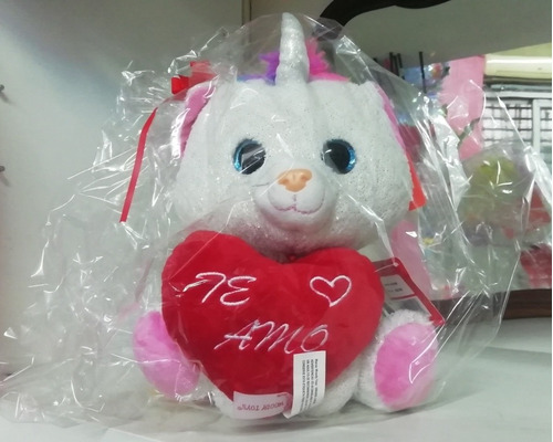 Gato Unicornio Kawai Gatito Peluche Con Corazon Te Amo 