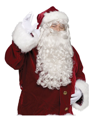 Peluca Barba Y Bigote Lujo Profesional Santa Clos  Claus 