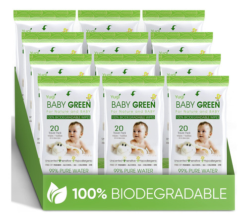 Baby Green Wipes Unscented Compostable Organic Biodegradable