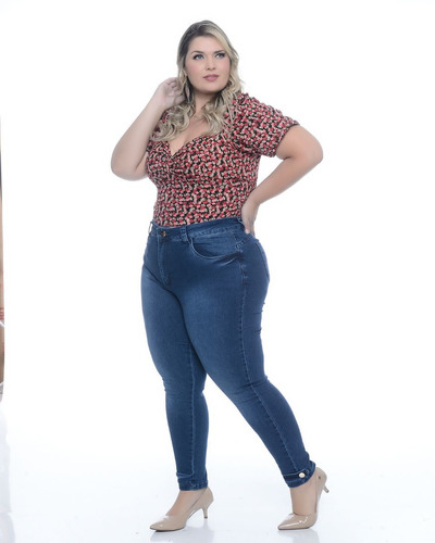 Calça Jeans C/ Lycra Feminina Plus Size 50 52 54 56