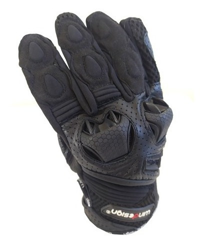 Guante Moto Cuero Windesign Air Race Negro Corto