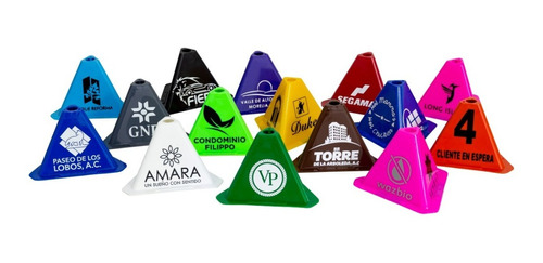 12 Pirámides Triangular De Señalizacion Automotriz Con Logo