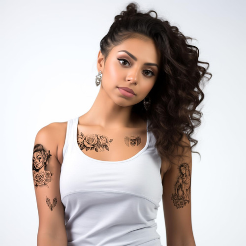 Los Vatos Chicano Bundle - 8 Hojas De Tatuajes Temporales Ch