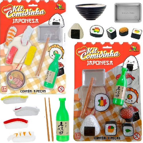 2 Kit Comidinha Japa 18 Pçs Brinquedo Infantil Sushi Sashimi