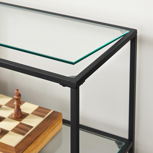 Mesa De Consola De Entrada Estante De Vidrio Templado 3 Nive