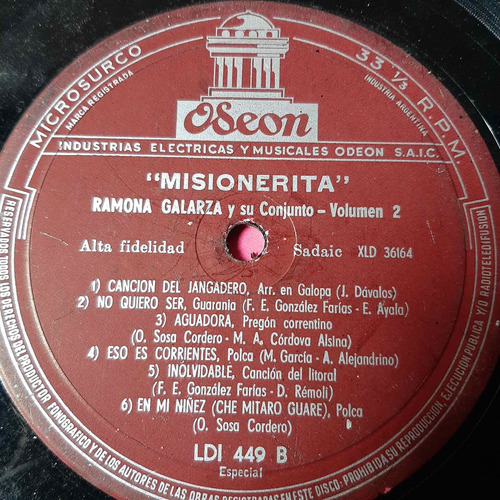 Sin Tapa Disco Ramona Galarza Misionerita Vol 2 F0