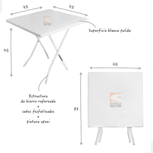 Imagen 5 de 10 de Mesa Cuadrada 75x75 + 2 Sillon Director Reforzado 150 Kilos