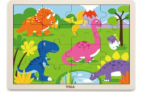 Puzzle 16 Piezas Dinosaurio - Viga - + 24 Meses - Madera