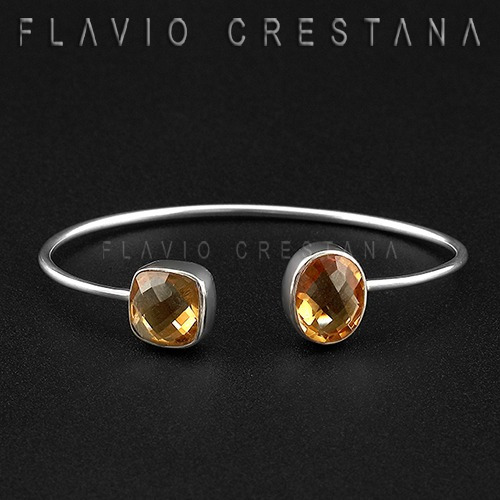 Pulseira Bracelete Citrino Natural, Prata 925. India - 41901