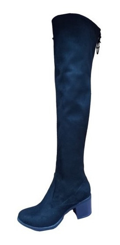 Botas Largas Para Dama Lycra Ajustable Tacón Pequeño