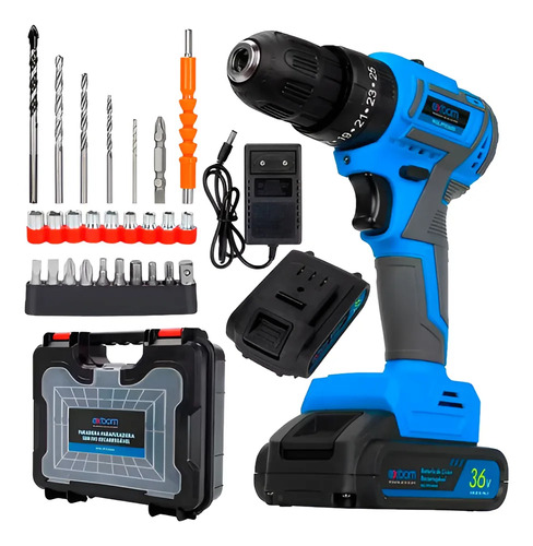 Furadeira E Parafusadeira 2 Em 1 36v Recarregável 2 Baterias Cor Azul Frequência 50 Hz/60 Hz