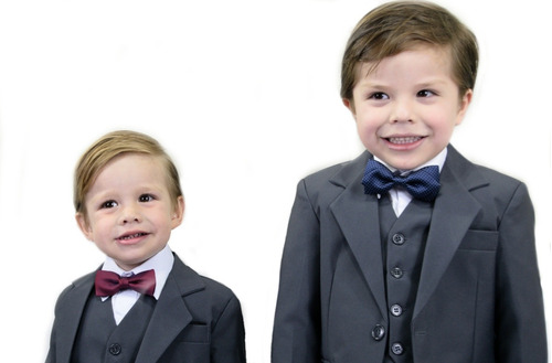 Traje Gris Formal Niño Fiesta, Boda, Comunión. Moño/corbata