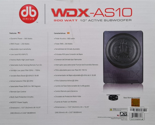 Subwoofer Amplificado Db Drive Wdx-as10 10 900w/250rms